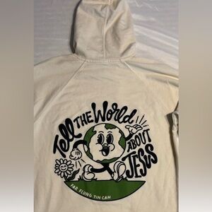Cream Hoodie with Graphic Jesus Print Size Large Independent Trading Company